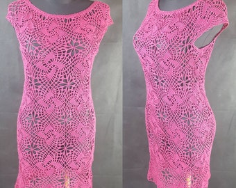 Crochet beach dress for women. Summer cotton lace dress.