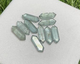 Aqua Kyanite Gemstone Lot, Rose Cut Hexagon, 6x12mm