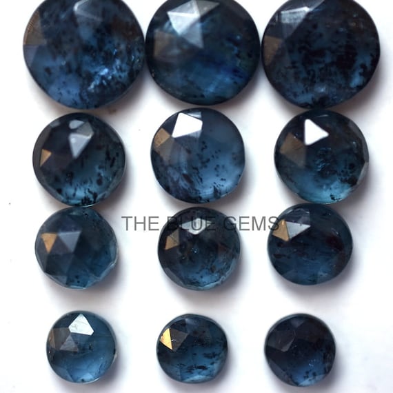 Natural Teal Moss Kyanite Gemstone: Faceted Round Rosecut MM size Loose Gemstone,Kyanite Gemstoe,Teal Moss Kyanite Rosecut Round Ring Making
