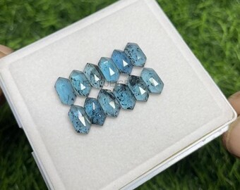 Natural Teal Moss Kyanite Gemstone-Faceted Hexagon Rosecut MM size Loose Gemstone,Kyanite Gemstoe,Teal Moss Kyanite Rosecut Ring Making