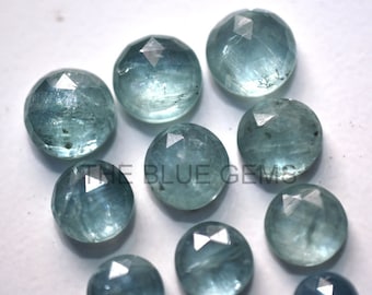 Natural Aqua Kyanite Gemstone: Faceted Round Rosecut Stone (6x6 to 10x10mm)