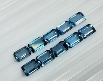 London Blue Topaz Gemstone: AAA Octagon Faceted Stone (7x5 mm