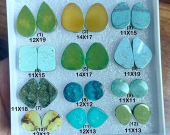 Piedra preciosa cabujón turquesa AAA: par de piedras azules naturales