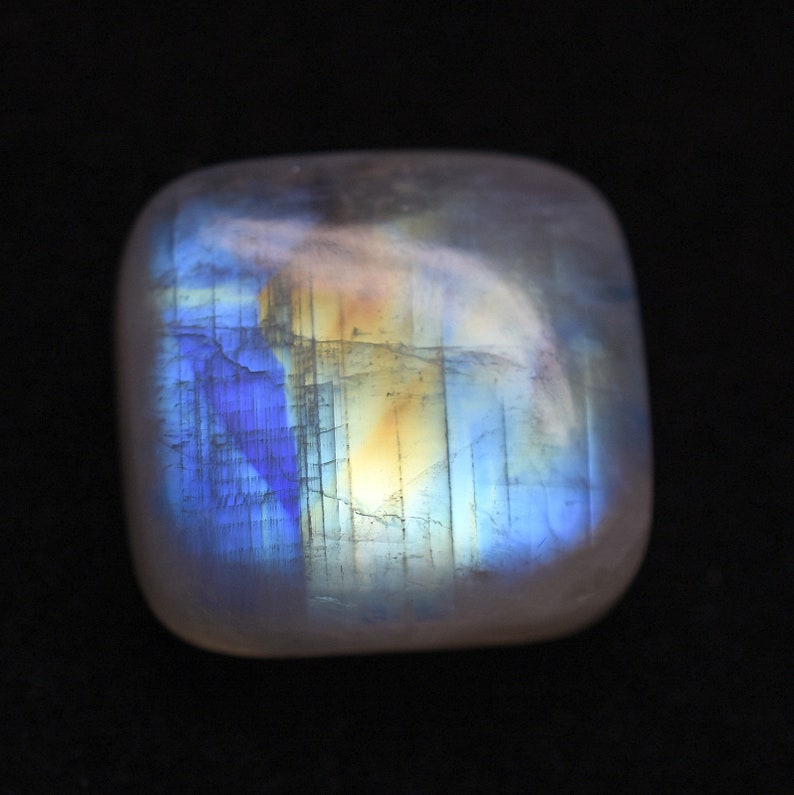 Natural Rainbow Moonstone Gemstone-Best Quality Rainbow Moonstone Cushion Cabochon 42.30Cts,Loose Gemstone,Moonstone Gemstone,Jewelry Making