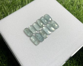 AAA Sky Blue Kyanite Gemstone: Faceted Cushion Cut Loose Stone (12 PCS LOT)