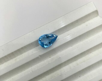 Swiss Blue Topaz Gemstone: 2.8 Carat Faceted Pear Cut