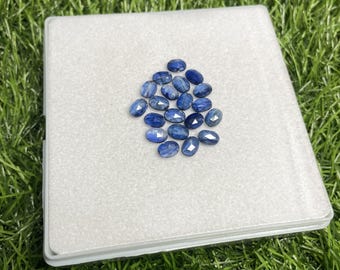 Rose Cut Blue Kyanite Gemstone, 5x7mm Oval, Natural AAA Quality