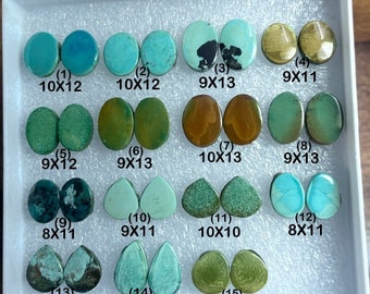 Cabujón de turquesa natural: pares de piedras preciosas azules AAA para la fabricación de joyas