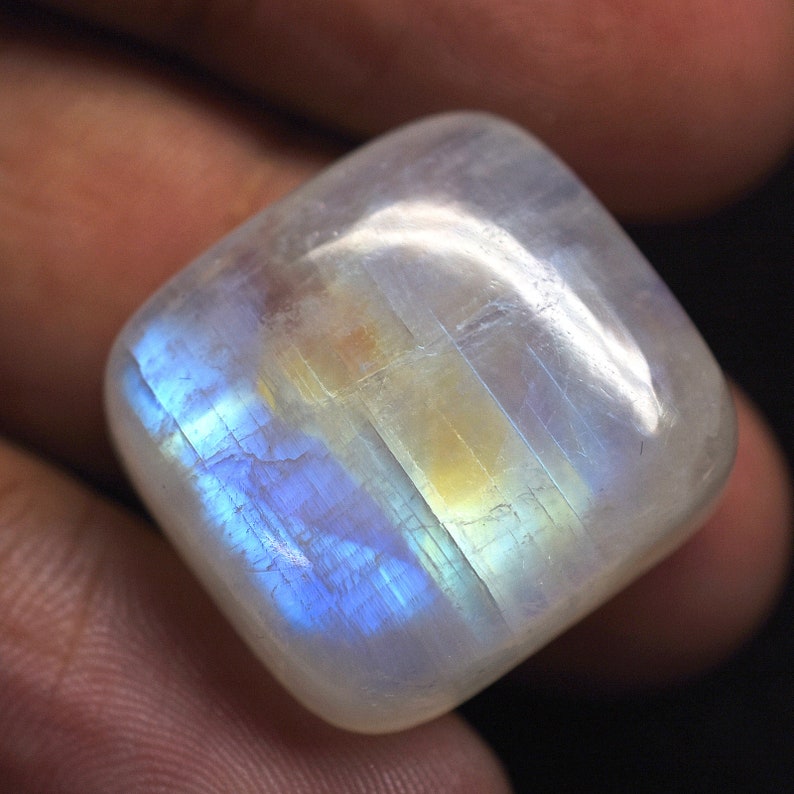 Natural Rainbow Moonstone Gemstone-Best Quality Rainbow Moonstone Cushion Cabochon 42.30Cts,Loose Gemstone,Moonstone Gemstone,Jewelry Making