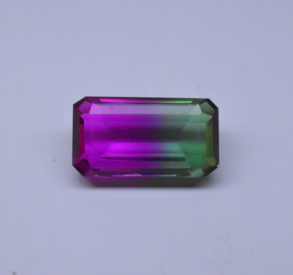 DOUBLET Gemstone bi colour Pink Green Faceted Doublet Octagon
