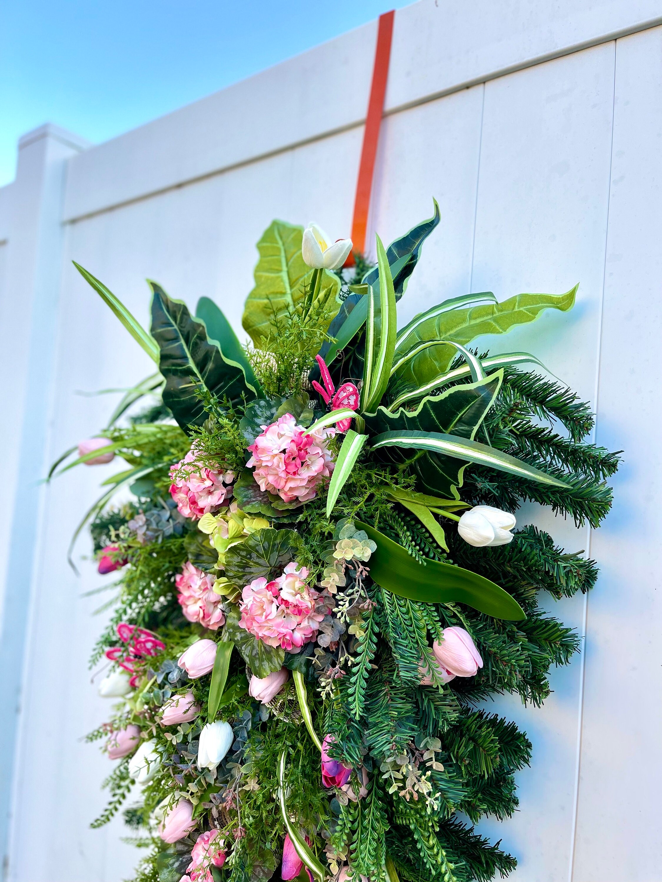 Extra Large Double Door Summer Tulip Wreath | Spring Pink Floral Door ...