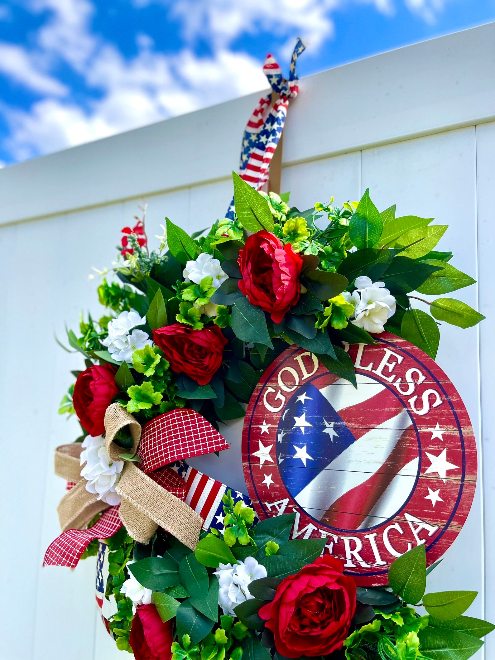 Double Door Fourth of July Patriotic Wreath | American Flag Wreath ...