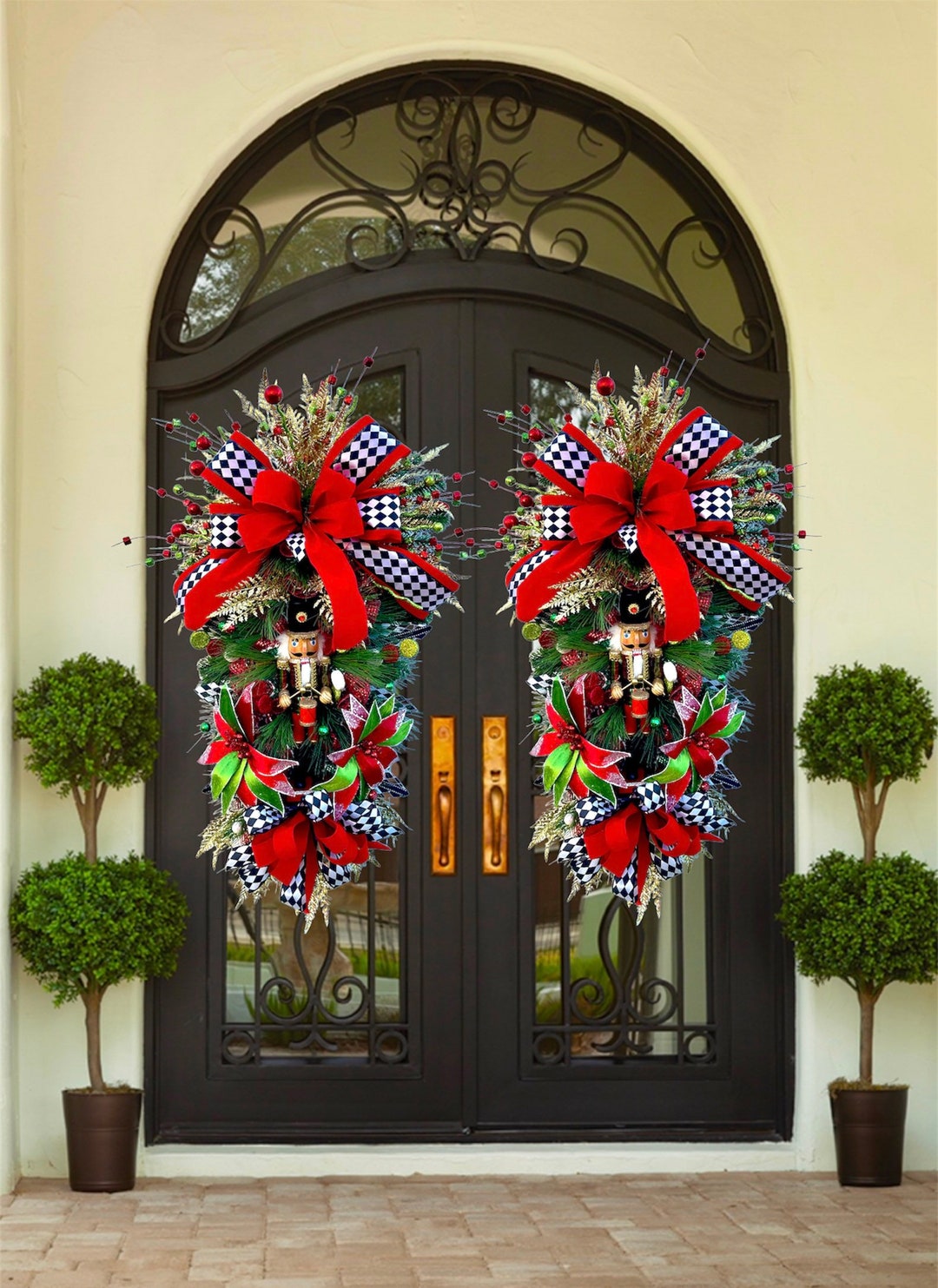 Extra Large Christmas Nutcracker Wreath for Double Doors Nutcracker