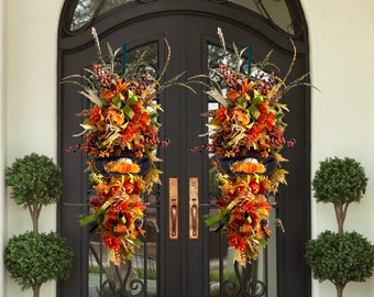 Oversized Fall Swag for Double Doors | Harvest Decor