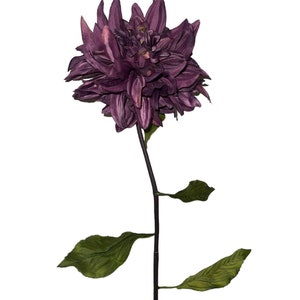 30” Rich Purple Artificial Dahlia for Arrangements | Faux Floral Dahlia Wired Petals