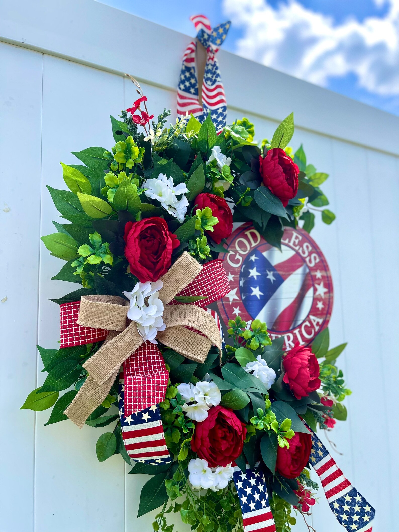Double Door Fourth of July Patriotic Wreath | American Flag Wreath ...