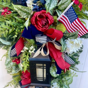Large 4th of July Wreath Summer American Flag Patriotic Swag for Front Door Independence Day Wreath USA Fourth of July Door Hanger zdjęcie 8