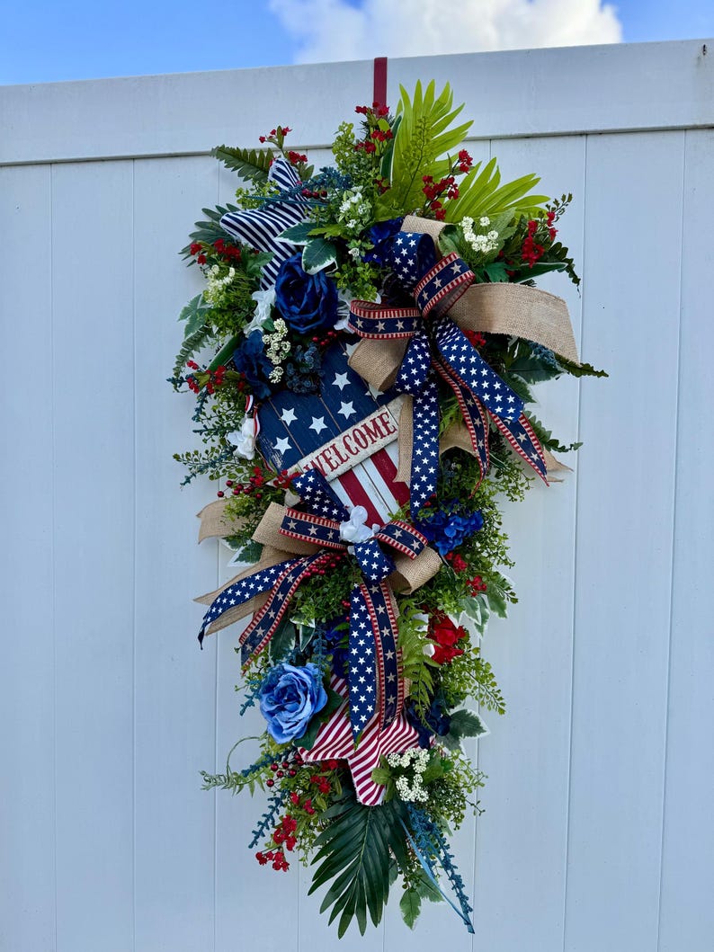 XL Large 4th of July Wreath | Summer USA American Flag Patriotic Swag ...