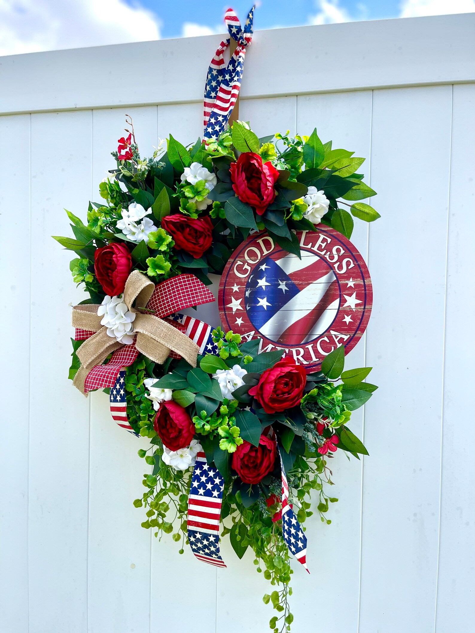 Double Door Fourth of July Patriotic Wreath | American Flag Wreath ...