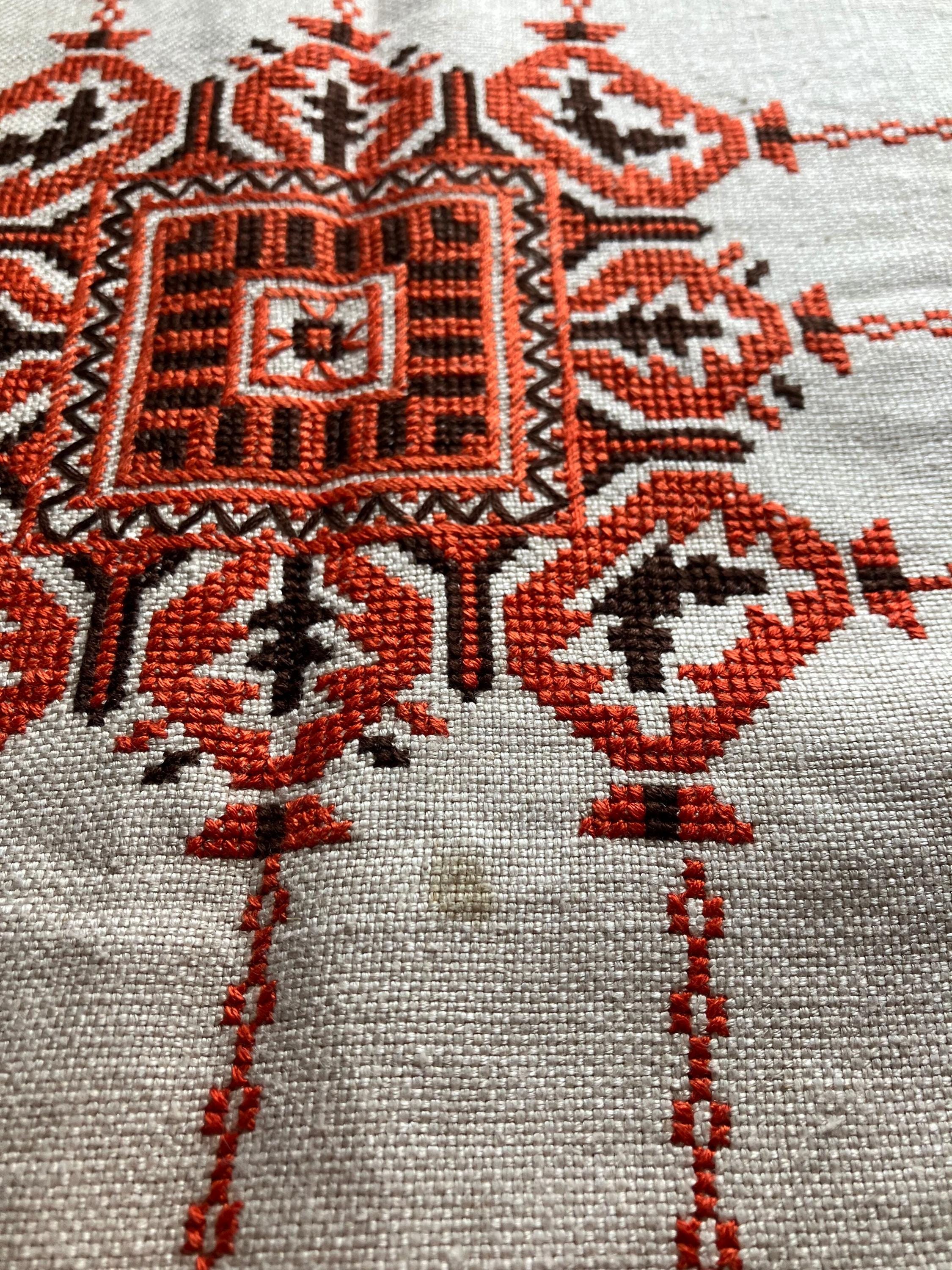 Large Vintage Swedish Linen Tablecloth | 1980s Hand Embroidered