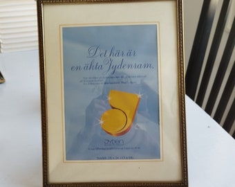 Jyden Denmark photo frame with convex glass. Vintage 1980s.