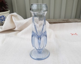 Blue Swedish glass vase. Vintage 1980s.