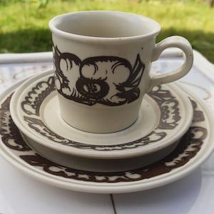 Gereserveerd Porsgrund Norway "Troll" keramisch koffietrio. Vintage jaren 70.