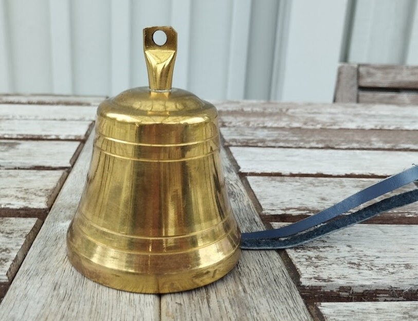 Old handmade vintage brass bell. Swedish vintage 1950s.