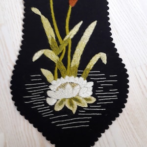 Antique art nouveau embroidered wall decor. Swedish vintage 1920s.