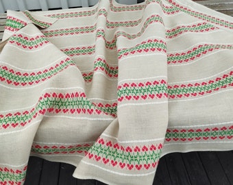 Scandinavian modern acrylic Christmas tablecloth. Swedish vintage 1970s.