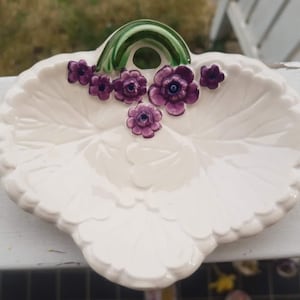Ecru and purple small Rosa Ljung tray. Swedish Vintage 1960s.