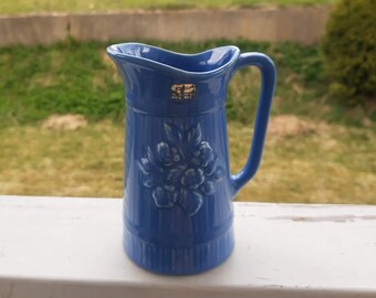 ヴィンテージスウェーデン陶器の花瓶：ライトブルーの陶器の水差し