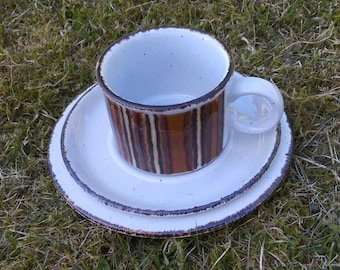Vintage 1970s Midwinter Stonehenge Creation Tea Trio | Speckled Ceramic Cup, Saucer, Plate