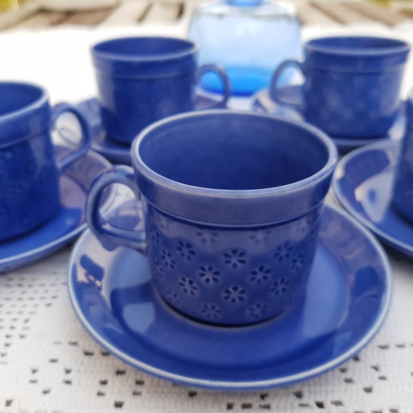 Karin Bjorquist blue coffee set "Veronika". Gustavsberg vintage 1950s.