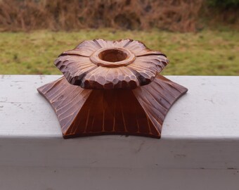 Vintage wooden handmade Christmas candle holder. Swedish vintage 1960s.
