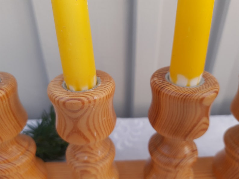 Wooden Candelabra for 4 Candles. Swedish Vintage 1970s. Etsy Canada