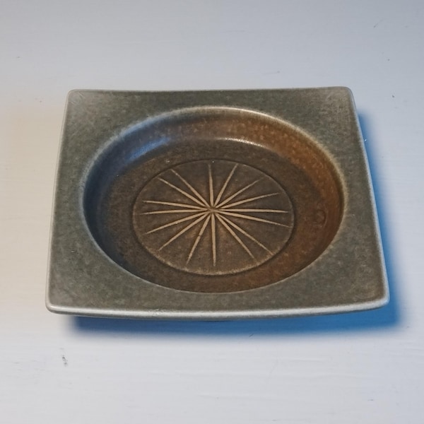Rorstrand Granit Square Bowl | Jackie Lynd Swedish Stoneware Dish | Mid Century Ceramic 1970s
