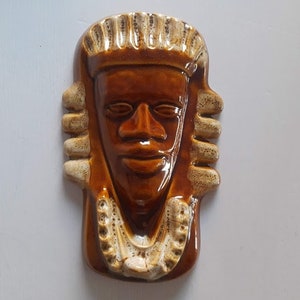 Rare Polish Montezuma hanging mask. Vintage 1960s.
