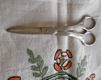 New silver alpaca grape scissors with engraving. European vintage 1980s.