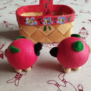 Cute Christmas mini handmade red decor. Swedish vintage 1990s.