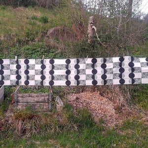 Arvidssons Textile printed black and white valance curtain Swedish vintage 2000.