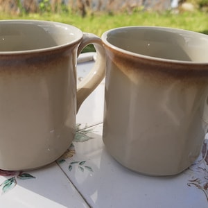 Two Hoganas gray and bronze ceramic mugs. Swedish vintage 1970s.
