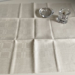 Taupe handwoven linen tablecloth or tea towel.  Swedish vintage 1960s.