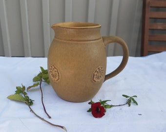 German beige ceramic vase with handle. Vintage 1970s.