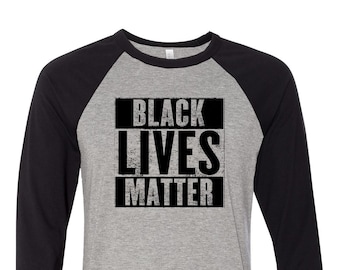 Camiseta de béisbol con mangas raglán 3/4 Black Lives Matter