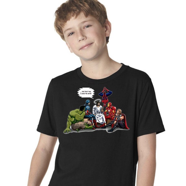 And That's How I Saved The World Jesus Superheroes Youth T-Shirt A