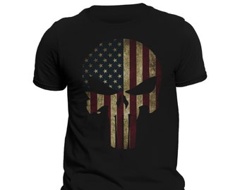 USA Patriotische Flagge Schädel taktische Herren T-Shirt