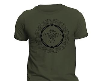 Aztec Quetzal Bird Round Frame Mesoamerican Culture T-Shirt