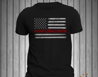 Firefighter Bravery Courage Honor Thin Red Line Flag Men's T-Shirt