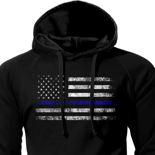 Thin Blue Line Hoodie Police USA Flag Hoodie Thin Blue Line - Etsy